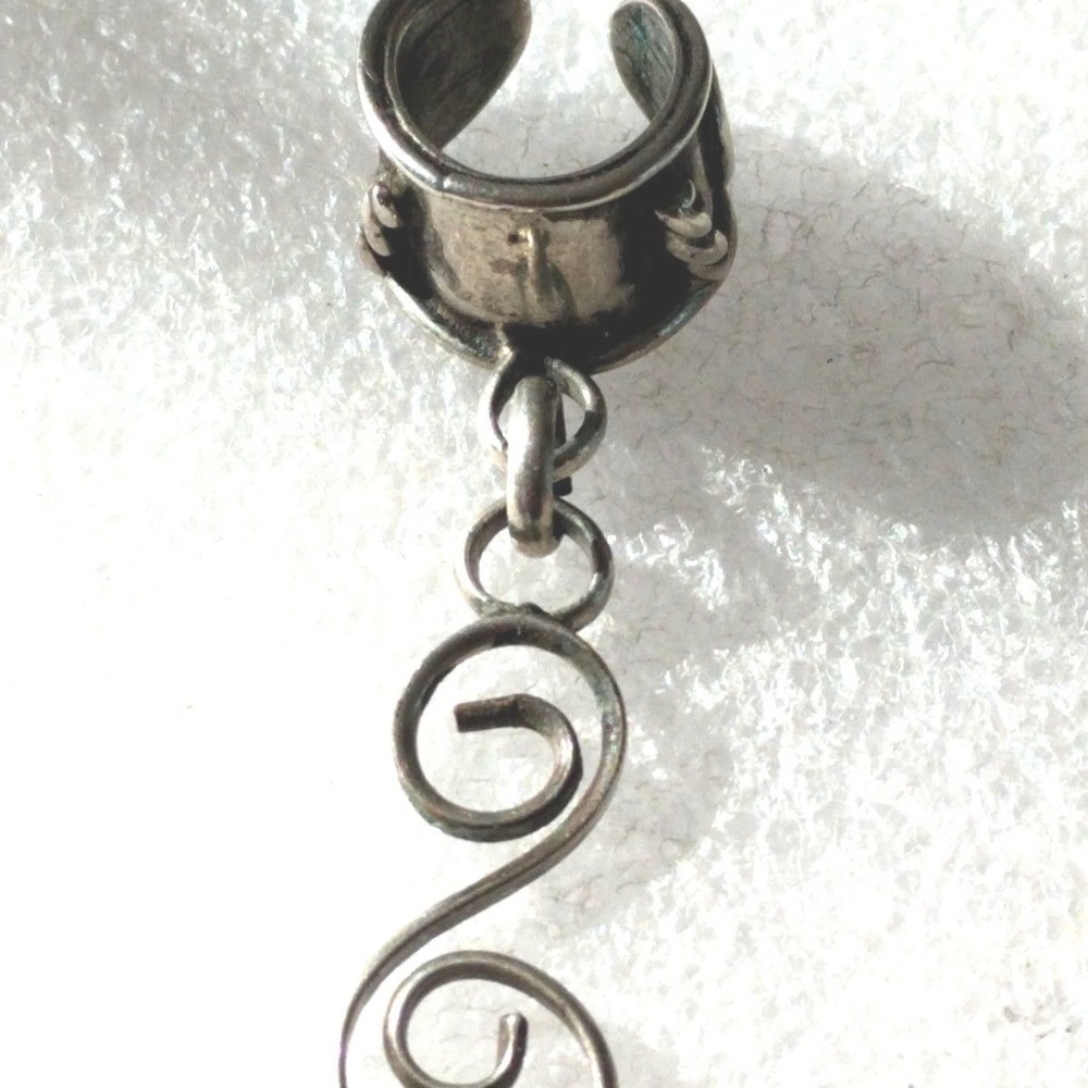 Sterling Silver Scroll Dangle Ear Cuff Earring - image 2